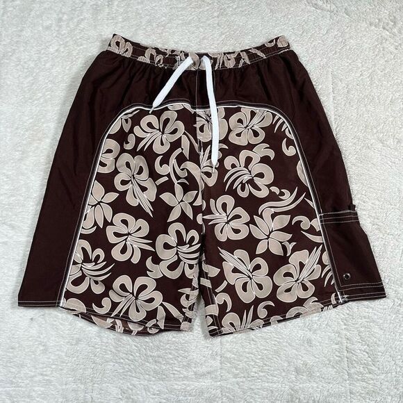 Basix Men’s Floral Surf Board Swimming Trunks Shorts - Picture 1 of 9